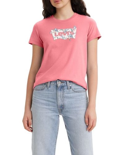 Levi's The Perfect Tee T-Shirt,Tropical Flower Tameless Rose,S - Rot