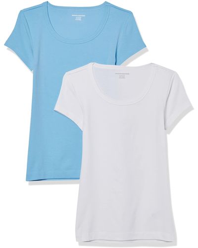 Amazon Essentials T-Shirt mit Flügelärmeln und U-Ausschnitt in schmaler Passform - Blau