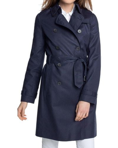 Esprit Collection Trenchcoat Mantel Van Gesatineerd Katoen - Blauw