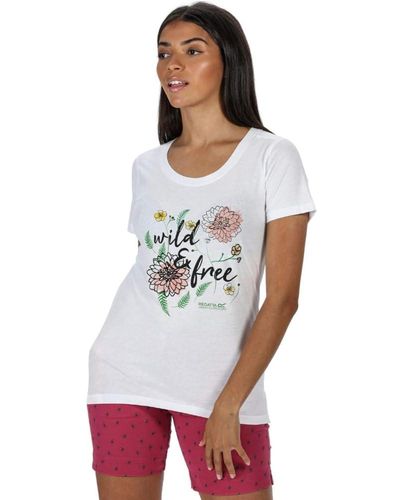 Regatta Filandra Iv T-shirt Van Biologisch Coolweave Katoen Met Grafische Opdruk - Wit