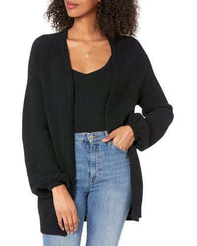 The Drop Mirabelle Long Bell Sleeve Open-front Cosy Cardigan - Black