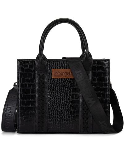 Wrangler Tote Bag For Leather Handbag Satchel Bag With Strap Shoulder Bag - Black