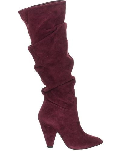 Guess Pointed Toe Suede Finished Heel Boots 84g9e2 Woman - Red