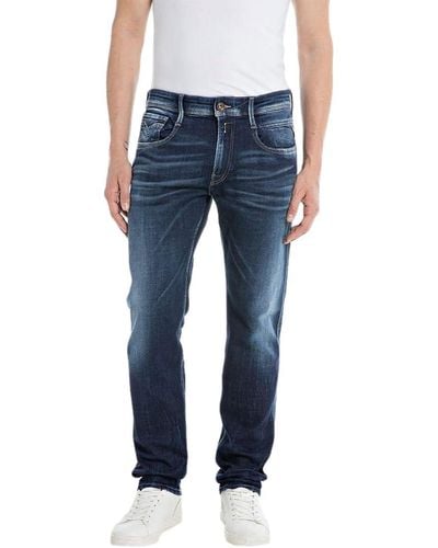 Replay Jeans Anbass Slim-Fit Aged mit Power Stretch - Blau