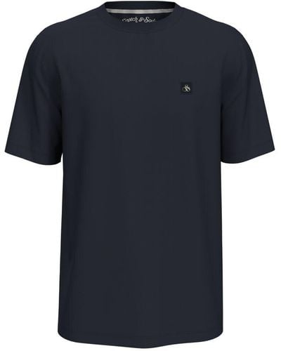 Scotch & Soda Regular Fit Essential Badge T-shirt In Organic Cotton - Blue
