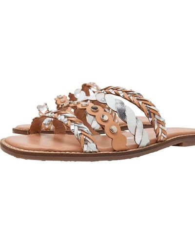 Pepe Jeans Irma Multistraps Sandals In Brown Leather