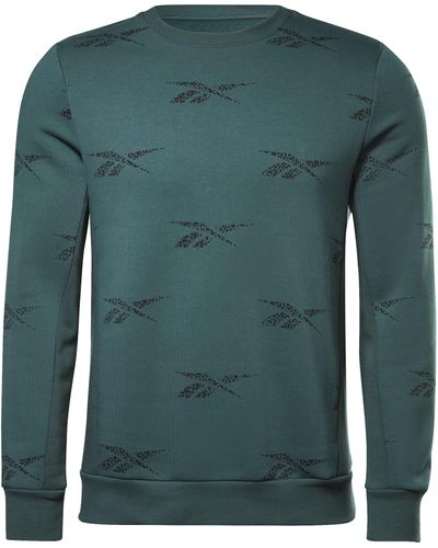 Reebok Identity All Over Print Crew Sweatshirt Voor - Groen