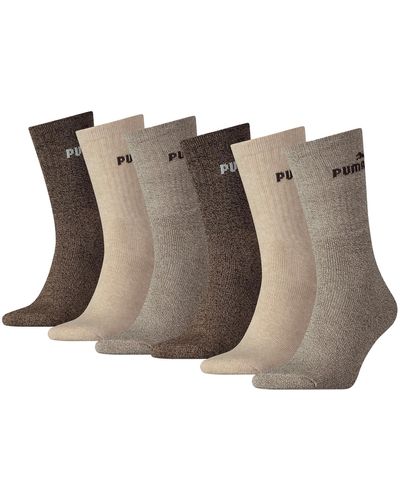 PUMA Classic Lot de 6 paires de chaussettes de sport 75 % coton 35-38 39-42 43-46 Noir/blanc/gris/bleu - Marron