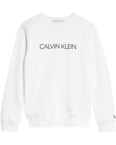 Calvin Klein Jeans Sweat e Institutional Sans Capuche - Blanc