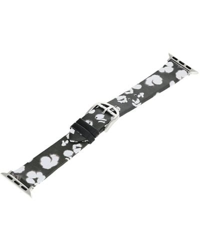 Ted Baker Floral Print Leather Apple Strap 38/40 Black/white Print One Size