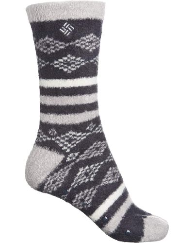 Columbia Renfrew Cosy Slipper Socks - Crew (for Women) Size: M (shoe Size 4-10, Black Striped, 4-10 - Grey