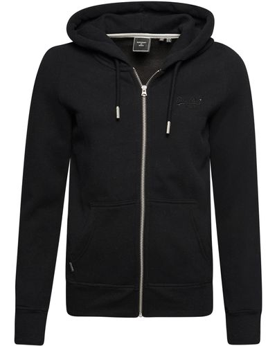 Superdry Zip Up Sweatshirt - Black