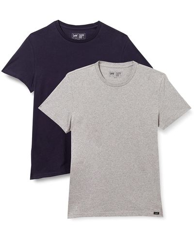 Lee Jeans S Twin Pack Crew T-Shirts - Grau