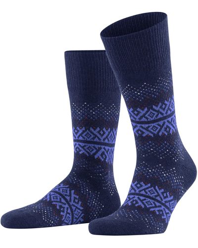 FALKE Socken Inverness Wolle Kaschmir gemustert 1 Paar - Blau