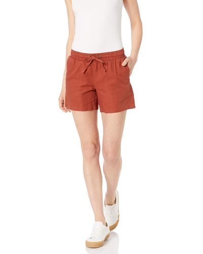 Amazon Essentials 5" Inseam Drawstring Linen Blend Short - Red