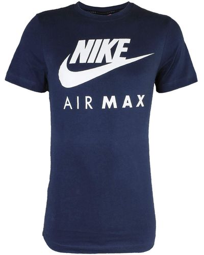 Nike Air Max Tee Sport Fitness Katoen Shirt T-shirt Navy/wit - Blauw
