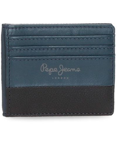 Pepe Jeans Doppelte horizontale Geldbörse mit Klickverschluss - Blau