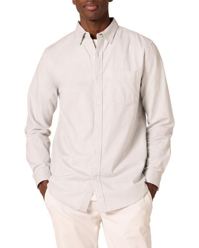 Amazon Essentials Slim-Fit Long-Sleeve Stretch Oxford Shirt with Pocket Camicia - Grigio