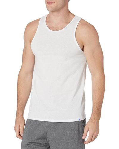 Russell Mens Cotton Performance Tank Top T Shirt - White