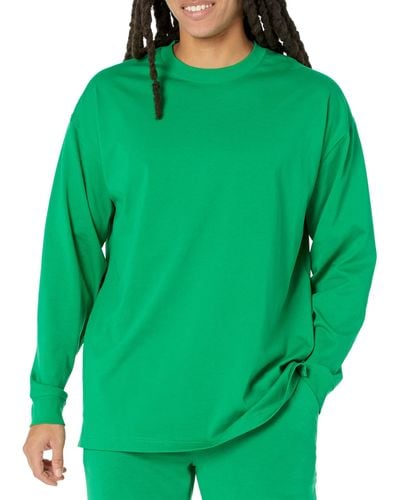 Amazon Essentials T-Shirt Oversize a iche Lunghe 100% Cotone Biologico Uomo - Verde