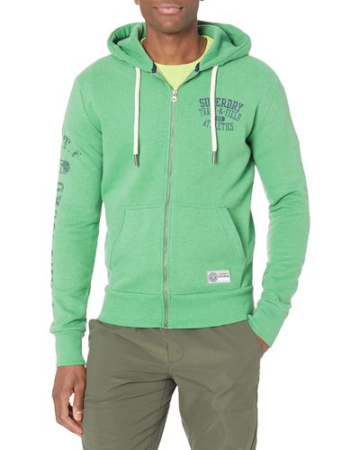 Superdry T&f Ziphood Hooded Sweatshirt - Green