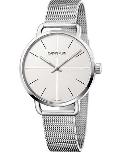 Calvin Klein Erwachsene Analog-Digital Quarz Uhr mit Edelstahl Armband K7B21126 - Grau