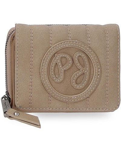 Pepe Jeans Lia Wallet With Purse Beige 10 X 8 X 3 Cm Faux Leather - Natural