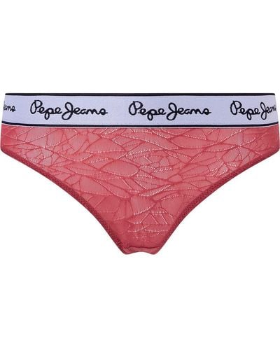 Pepe Jeans String en Maille sous-vêtements Style Bikini - Rose