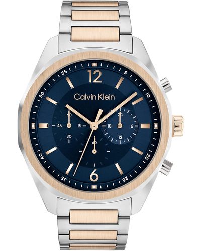 Calvin Klein Chronograph Quarz Uhr für mit Zweifarbiges Edelstahlarmband - 25200265 - Blau