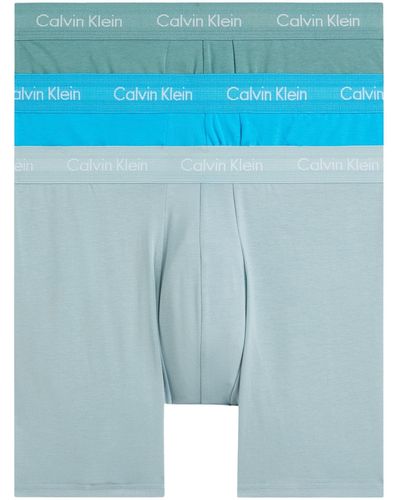 Calvin Klein 3 Pack Low Rise Trunks - Cotton Stretch - - Blue - Men - S - Multicolor