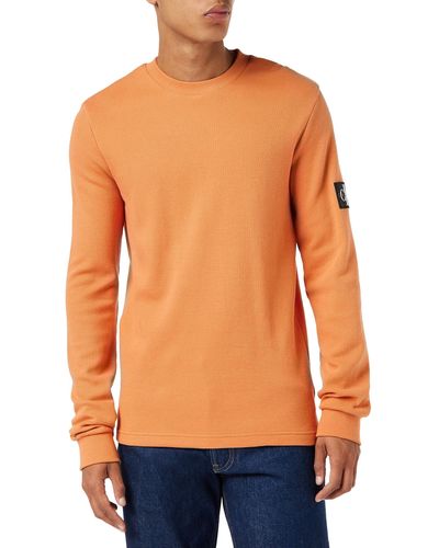Calvin Klein Waffle Sweatshirt No Hood - Orange