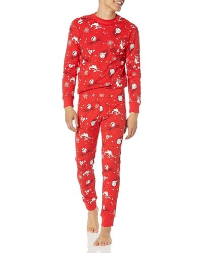 Amazon Essentials Snug-Fit Cotton Pajamas Pigiama Cotone - Rosso