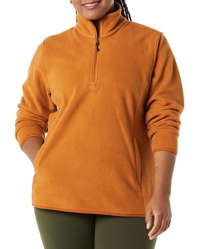 Amazon Essentials Classic-fit Long-sleeve Quarter-zip Polar Fleece Pullover Jacket - Orange