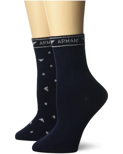 Emporio Armani 2 Pack Short Socks - Blue