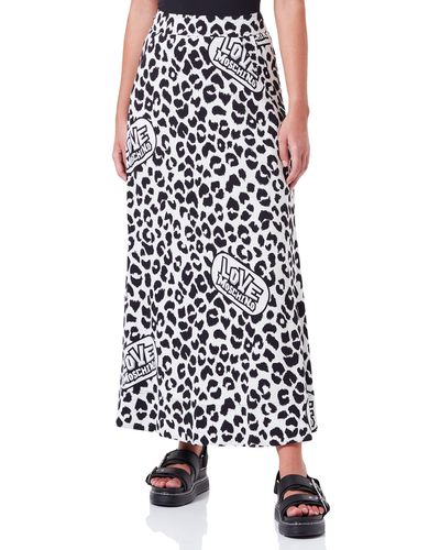 Love Moschino Lopng skirt with animalier allover print - Weiß
