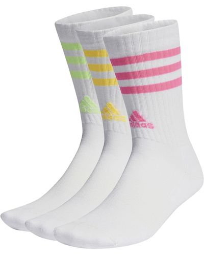 adidas 3-Streifen Cushioned Crew Socken, 3 Paar - Weiß