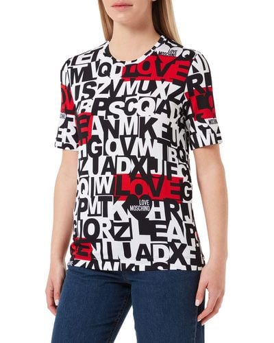 Love Moschino T-shirt Printed Allover Lettering - Multicolour