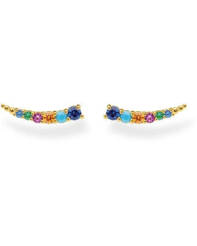 Thomas Sabo Earrings Ear Climber Coloured Stones Gold 925 Sterling Silver - Blue
