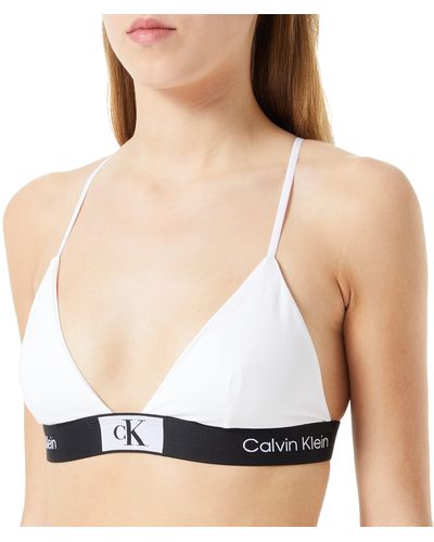 Calvin Klein Top Bikini a Triangolo Donna Unlined Triangle Coppe Morbide - Neutro