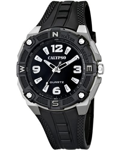 Calypso St. Barth Quartz Watch With Black Dial Analogue Display And Black Plastic Strap K5634/1