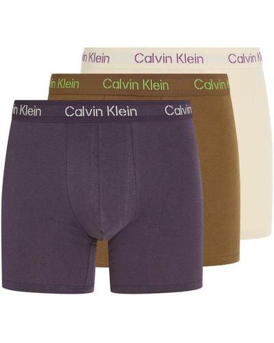 Calvin Klein Bokserki 3 Szt Krótkie Bokserki Mężczyźni,bone Wt - Paars