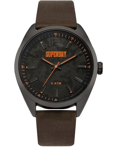 Superdry Analog Quarz Uhr mit Leder Armband SYG209BR - Mehrfarbig