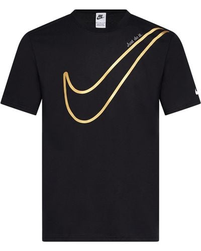 Nike Just Do It T Shirt s Swoosh Tee Crew Neck Short Sleeve T Shirt Black DR9275 010 New - Schwarz