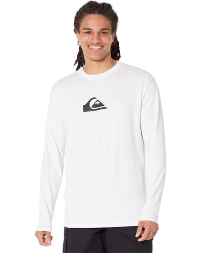 Quiksilver Mens Solid Streak Ls Long Sleeve Surf Tee Rashguard Rash Guard Shirt - White