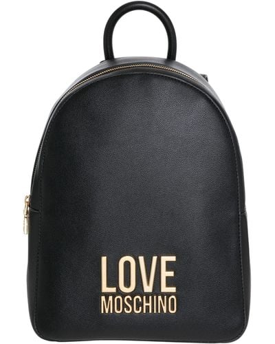 Love Moschino Rucksack mit Logo-Schild - Schwarz