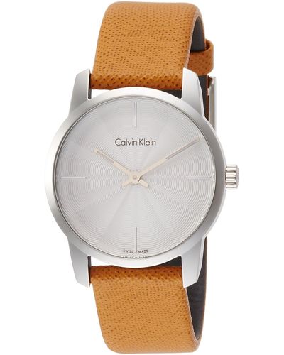 Calvin Klein Analogique Quartz Montre avec Bracelet en Cuir K2G231G6 - Blanc