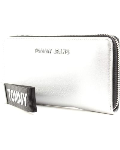 Tommy Hilfiger Tjw Femme Pu Large Zip Around Wallet Metallic - White