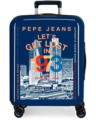 Pepe Jeans Leven Blue Cabin Suitcase 40 X 55 X 20 Cm Rigid Abs Tsa Lock 38.4 Litre 2.9 Kg 4 Double Wheels Hand Luggage