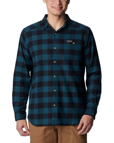 Columbia Cornell Woods Flannel Long Sleeve Shirt Button - Blue