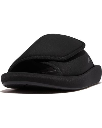 Fitflop Iqushion City Adjustable Water-resistant Slides Wedge Sandal - Black